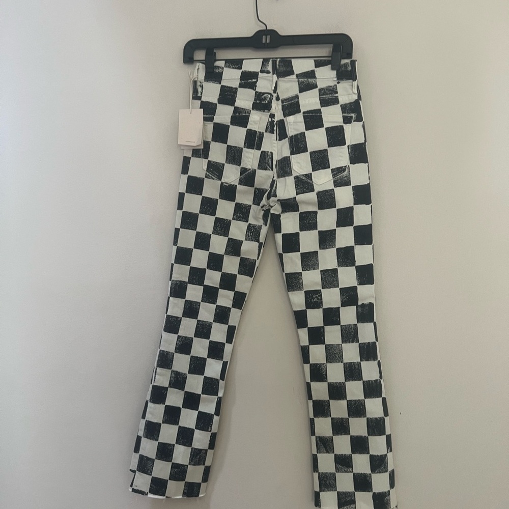 MOTHER Black & White Checkerboard Cropped Jeans - Picture 11 of 16